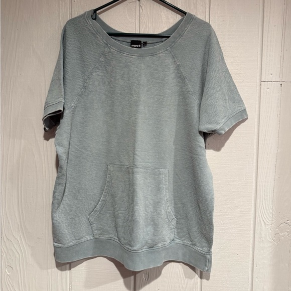 Mono B Tops - Mono B Light Gray Short Sleeve Sweatshirt